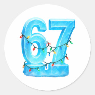 Adesivo Redondo 67 Meme de Natal Gelo de Natal Pijama 6 7