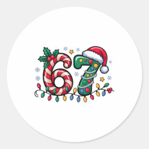 Adesivo Redondo 67 Meme de Natal Six Seven Xmas Engraçado Meninos