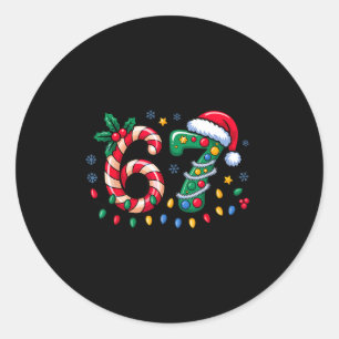 Adesivo Redondo 67 Meme de Natal Six Seven Xmas Engraçado Meninos