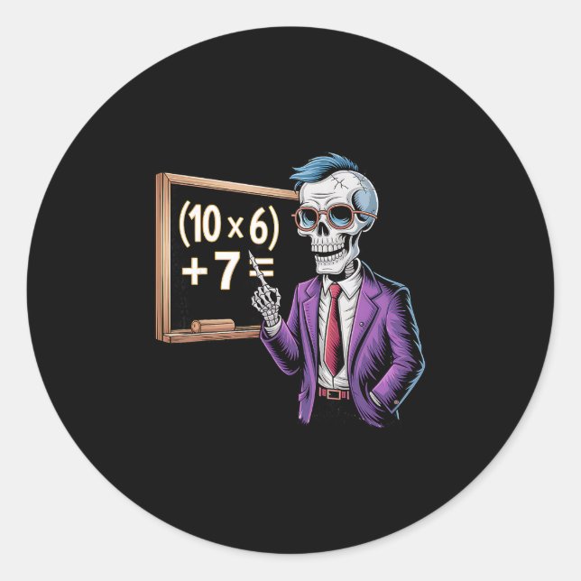 Adesivo Redondo 67 Meme de Professor de Matemática Brainrot Seis S (Frente)