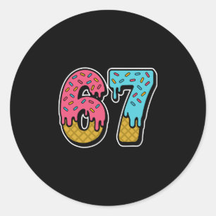 Adesivo Redondo 67 Meme de Sorvete Pingando Divertido Six Seven Ge