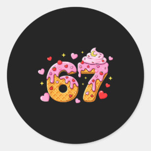 Adesivo Redondo 67 Meme de Sorvete Pingando Seis Sete 6 7 Dia dos