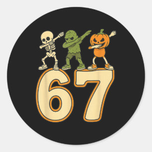 Adesivo Redondo 67 Meme engraçado números de Halloween Seis Sete H