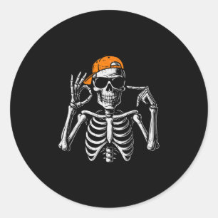 Adesivo Redondo 67 Meme Esqueleto Tendência Halloween Engraçado Se