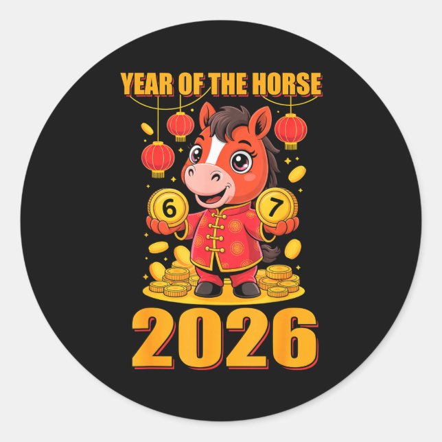Adesivo Redondo 67 Meme Funny Chinese New Year 2026 Year Of The Ho (Frente)