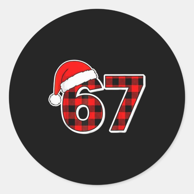 Adesivo Redondo 67 Meme Funny Christmas Red Plaid Xmas Pajamas Sla (Frente)