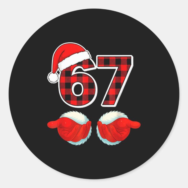 Adesivo Redondo 67 Meme Funny Christmas Red Plaid Xmas Pajamas Sla (Frente)