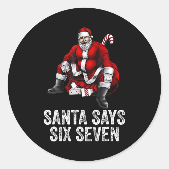 Adesivo Redondo 67 Meme Funny Six Seven Christmas 6-7 Meme Santa 6 (Frente)