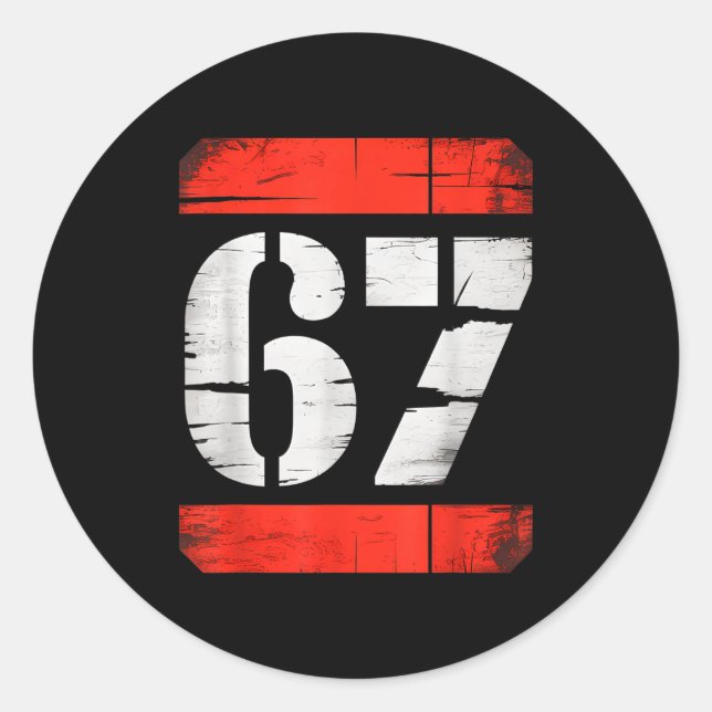 Adesivo Redondo 67 Meme Gen Alpha Six Seven 6 7 Boys Tweens Kids  (Frente)