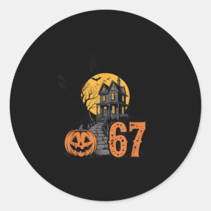 Adesivo Redondo 67 Meme Halloween Assombrado Soky - Six Seven Gen