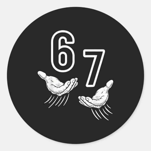 Adesivo Redondo 67 Meme Hand  (Frente)