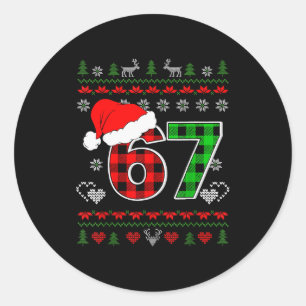 Adesivo Redondo 67 Meme Natal Six Seven Xmas Suéter Feio Homens