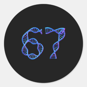 Adesivo Redondo 67 Meme Número Divertido Replicação Dna Bio Molecu