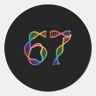 Adesivo Redondo 67 Meme Número Engraçado Dna Replicação Bio Molecu