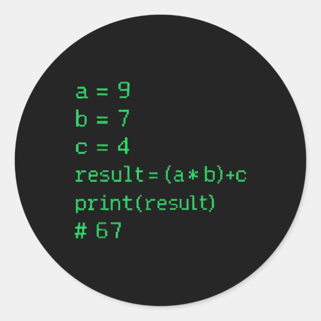 Adesivo Redondo 67 Meme Python Code Result Geek Humor Six Seven Pr (Frente)