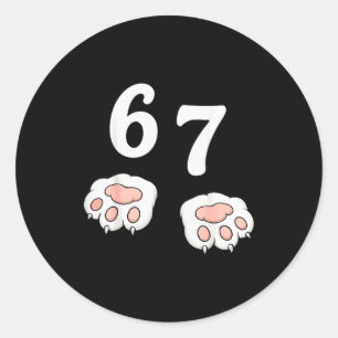 Adesivo Redondo 67 Meme Seis Sete 6 7 Camisa Meme Divertido Gato 6