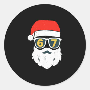 Adesivo Redondo 67 Meme Seis Sete Rosto do Papai Noel Crianças Hom
