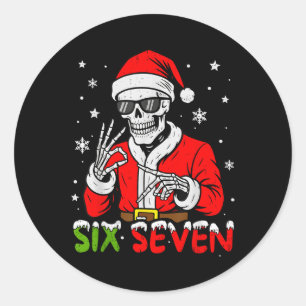 Adesivo Redondo 67 Meme Six Seven Esqueleto Papai Noel Natal Diver