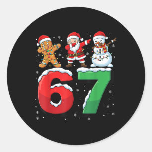 Adesivo Redondo 67 Meme Six Seven Santa Fazendo Dab 6 7 Natal Dive