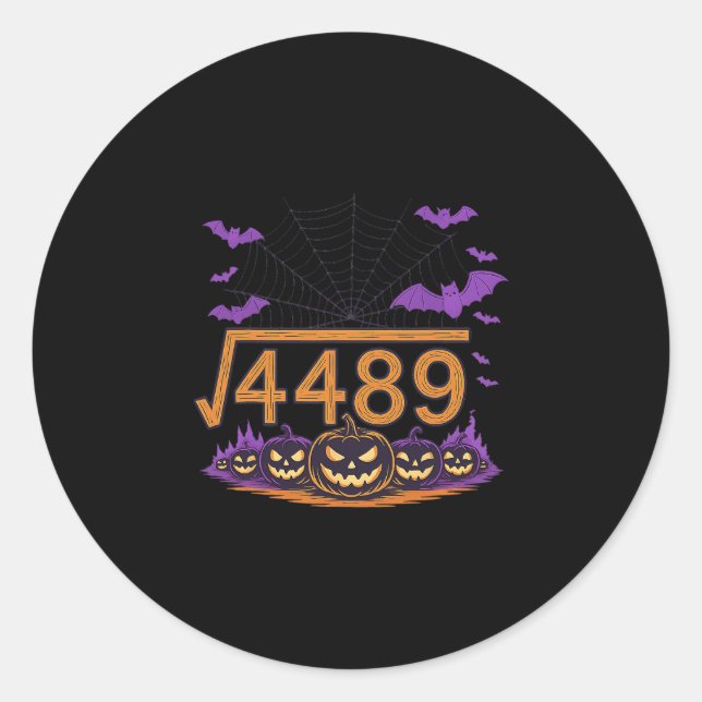 Adesivo Redondo 67 Meme Square Root 4489 Slang Math Halloween Cost (Frente)