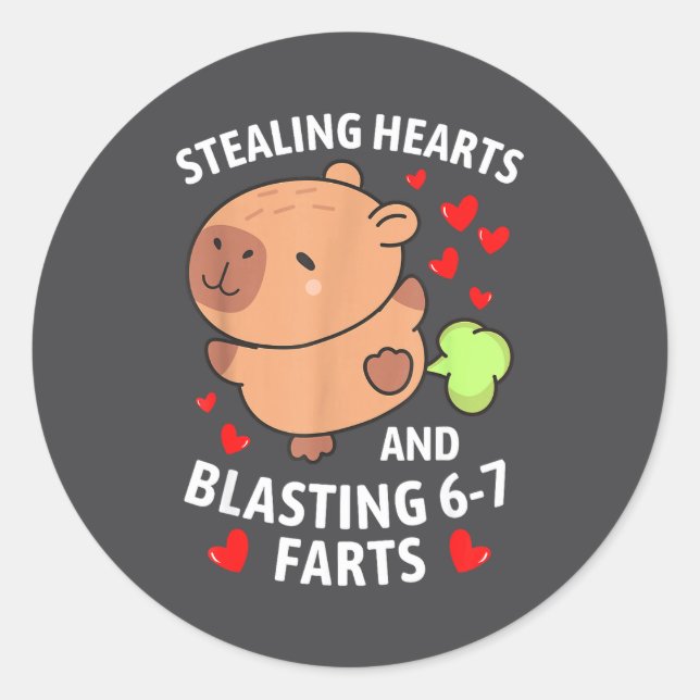 Adesivo Redondo 67 Meme Stealing Hearts Valentine's Day Capybara K (Frente)