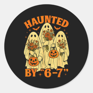Adesivo Redondo 67 Meme Tendência Fantasma Halloween Divertido Six