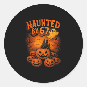 Adesivo Redondo 67 Meme Tendência Fantasma Halloween Engraçado Six