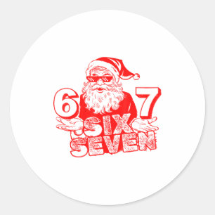 Adesivo Redondo 67 Natal 6 7 Meme Seis Sete Divertido Papai Noel X