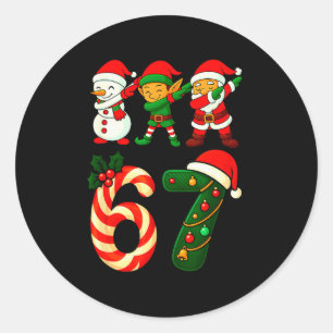 Adesivo Redondo 67 Natal Dabbing Papai Noel Elfo Boneco de Neve Di