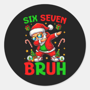 Adesivo Redondo 67 Natal Divertido Seis Sete Meme Brainrot Papai N