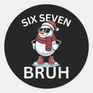 Adesivo Redondo 67 Natal Engraçado Seis Sete Meme Brainrot Boneco