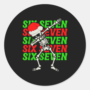 Adesivo Redondo 67 Natal Engraçado Seis Sete Meme Brainrot Dabbing