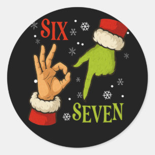 Adesivo Redondo 67 Natal Papai Noel Verde 6 7 Meme de Internet X