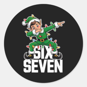 Adesivo Redondo 67 Natal Seis Sete 6 7 Meme Engraçado Elfo Dabbing