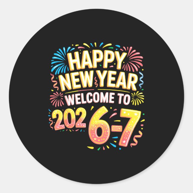 Adesivo Redondo 67 New Year's Eve - Happy New Year 2026-7 Funny 67 (Frente)