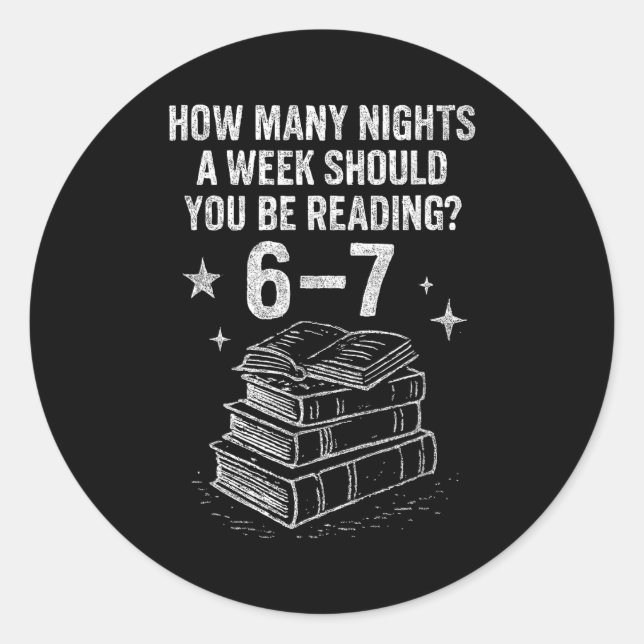 Adesivo Redondo 67 Nights Reading Meme For Bibliophiles Englieache (Frente)