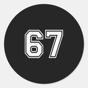 Adesivo Redondo 67 Número Sessenta e Sete Gráfico de Esportes Cole