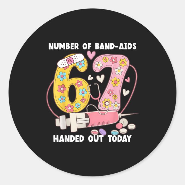 Adesivo Redondo 67 Nurse Meme Funny Six Seven Nursing Medical Scho (Frente)