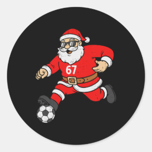 Adesivo Redondo 67 Papai Noel Futebol Seis Sete Meme Natal Esporte