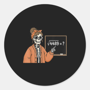 Adesivo Redondo 67 Professor Esqueleto Halloween Raiz Quadrada 448