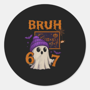 Adesivo Redondo 67 Professor Fantasma de Halloween Seis Sete Meme 