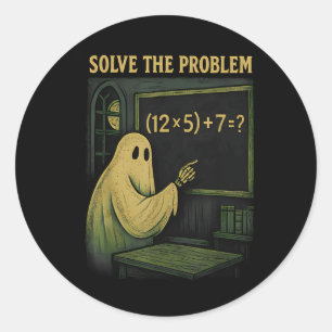 Adesivo Redondo 67 Professor Fantasma de Halloween Seis Sete Meme 