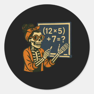 Adesivo Redondo 67 Professor Halloween Esqueleto Seis Sete Meme Cé