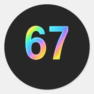 Adesivo Redondo 67 Seis Sete 6 7 Design de Meme Engraçado 6 7 1