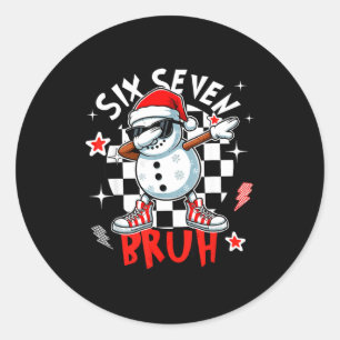 Adesivo Redondo 67 Seis Sete Bruh Boneco de Neve Engraçado Natal 6