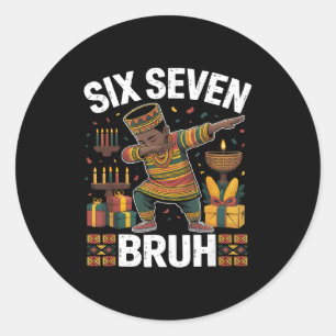 Adesivo Redondo 67 Seis Sete Bruh Kwanzaa Dabbing 6 7 Meme Engraça