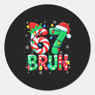 Adesivo Redondo 67 Seis Sete Bruh Natal Divertido 6 7 Meme Homens