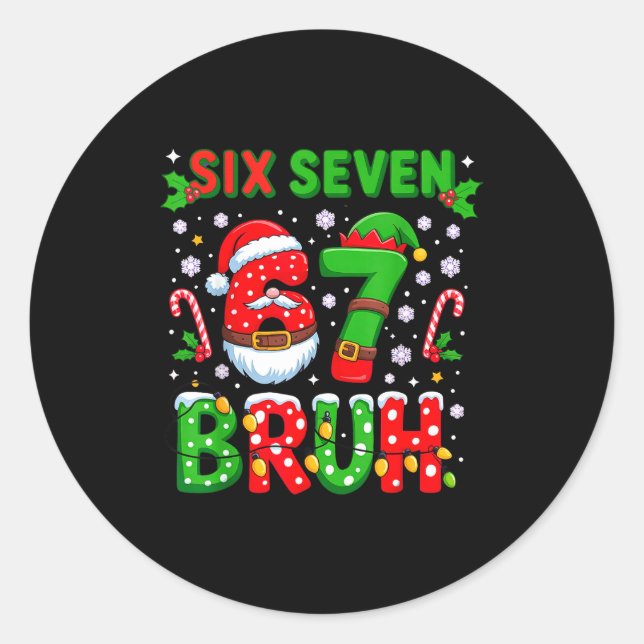 Adesivo Redondo 67 Seis Sete Burh Natal 6 7 Meme  (Frente)