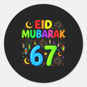 Adesivo Redondo 67 seis sete feliz eid mubarak crianças eid al