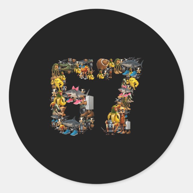 Adesivo Redondo 67 Seis Sete Meme de Aniversário Viral Italiano (Frente)